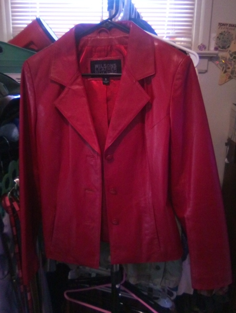 Wilsons Leather Red Women's Leather Blazer Jacket